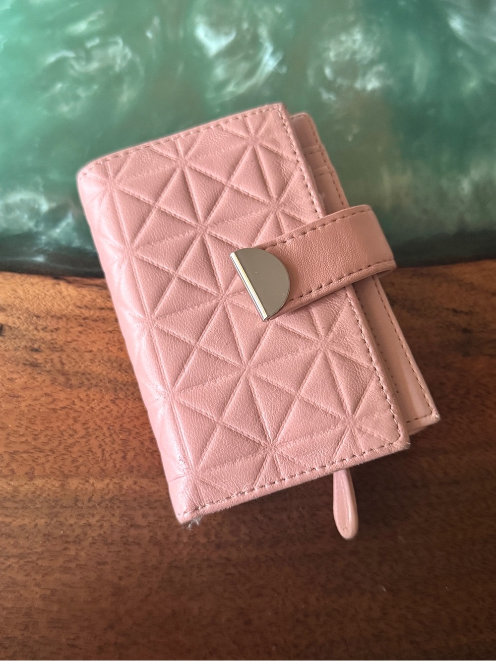 Pink Leather Embossed Wallet - Card Storage
